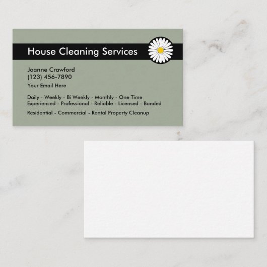Berufliche Reinigungsdienste Visitenkarte (Vorne/Hinten)
