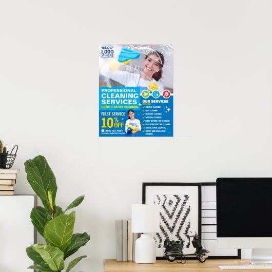 Berufliche Reinigungsdienste - Vorlage Poster (Heimbüro)