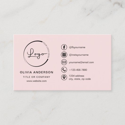 Berufliche Rosa-Firmenlogos Social Media Visitenkarte (Vorderseite)