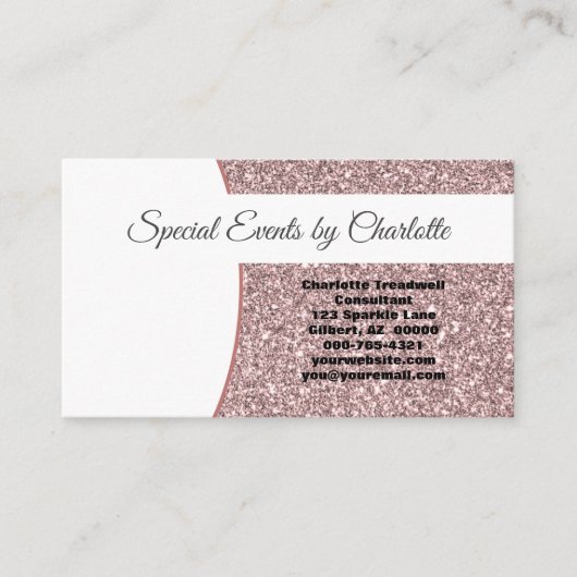 Berufliche rosa Imitate Glitzer FRONT schwarz Visitenkarte (Vorderseite)
