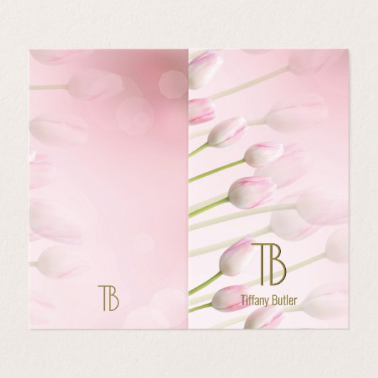 Berufliche, rosa Monogramm-Visitenkarte Visitenkarten (Außenseite Aufgefaltet)