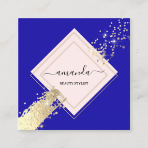 Berufliche Rose Frame Blue Makeup Logo Quadratische Visitenkarte