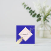 Berufliche Rose Frame Blue Makeup Logo Quadratische Visitenkarte (Stehend Vorderseite)