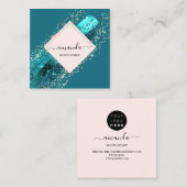 Berufliche Rose Frame Gold Beauty Logo Blue Aquama Quadratische Visitenkarte (Vorne/Hinten)