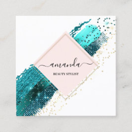 Berufliche Rose Frame Gold Beauty Logo Weiß Quadratische Visitenkarte