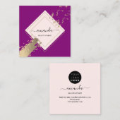 Berufliche Rose Frame Gold Berry Pink Confetti Quadratische Visitenkarte (Vorne/Hinten)