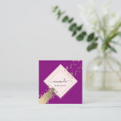 Berufliche Rose Frame Gold Berry Pink Confetti Quadratische Visitenkarte (Stehend Vorderseite)