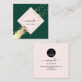 Berufliche Rose Frame Gold Green Confetti Quadratische Visitenkarte (Vorne/Hinten)