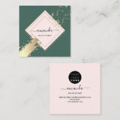 Berufliche Rose Frame Gold Green Stroke Logo Quadratische Visitenkarte (Vorne/Hinten)