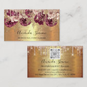 Berufliche Rose Gold Blume Tropfen QR CODE Logo Visitenkarte (Vorne/Hinten)