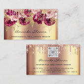Berufliche Rose Gold Blume Tropfen QRCODE Logo Visitenkarte (Vorne/Hinten)