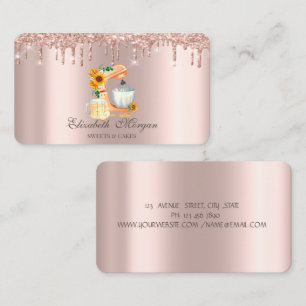 Berufliche Rose Gold Glitzer Tropfen Blume Mixer Visitenkarte