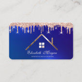 Berufliche Rose Gold Glitzer Tropfen Roof Blue Visitenkarte (Vorderseite)
