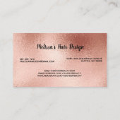 Berufliche Rose Gold Hair Stylist Visitenkarte (Rückseite)