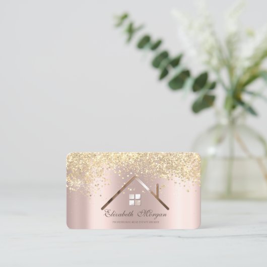 Berufliche Rose Gold Sequenzen Real Anwesen Visitenkarte (Stehend Vorderseite)