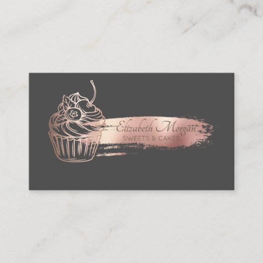 Berufliche Rose Goldrausch Stroke Cupcake Visitenkarte (Vorderseite)