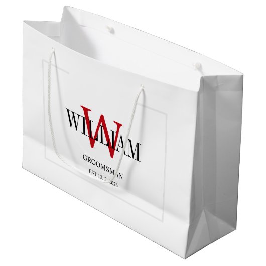 Berufliche Rot- und Weißweine-Trauzeugen Minimalis Große Geschenktüte (Vorderseite Schrägansicht)