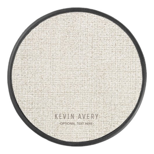 Berufliche rustikale Beige Linen Texture Eishockey Puck (Vorderseite)