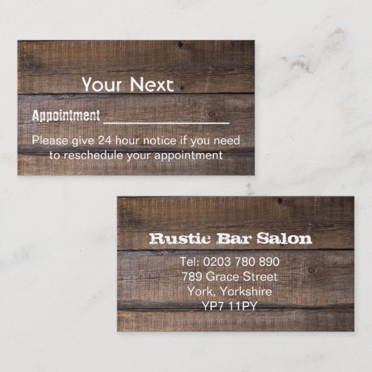 Berufliche rustikale Erinnerung Terminkarte (Vorne/Hinten)