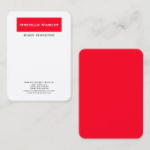 Berufliche Schlichte Minimalistisch Elegante Rot W Visitenkarte (Vorne/Hinten)