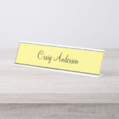 Berufliche Schlichte Moderne Elegantes helles Gelb Schreibtischnamensplakette (Vorderseite )