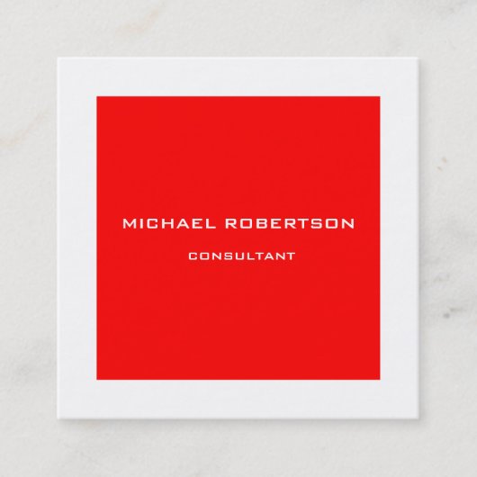 Berufliche Schlichte Sonderrot Quadratische Visitenkarte (Vorderseite)