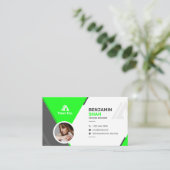 Berufliche Schlichte Visitenkarte für grün und sch (Stehend Vorderseite)