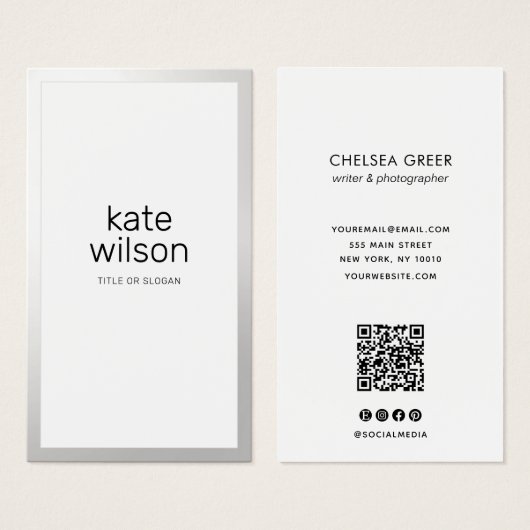 Berufliche schlichte weiß-silberne Grenze (Vorne & Hinten)