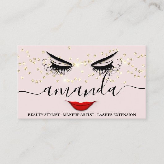 Berufliche Schönheit Makeup Gold Luch Pinselspitze Visitenkarte (Vorderseite)