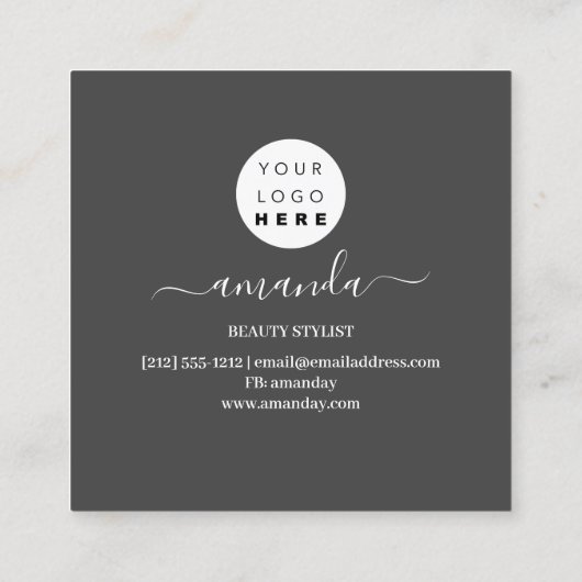 Berufliche Schönheit Makeup Logo Golden Frame Grau Quadratische Visitenkarte (Rückseite)