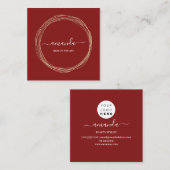 Berufliche Schönheit Makeup Logo Golden Frame Rot Quadratische Visitenkarte (Vorne/Hinten)