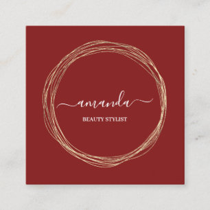 Berufliche Schönheit Makeup Logo Golden Frame Rot Quadratische Visitenkarte