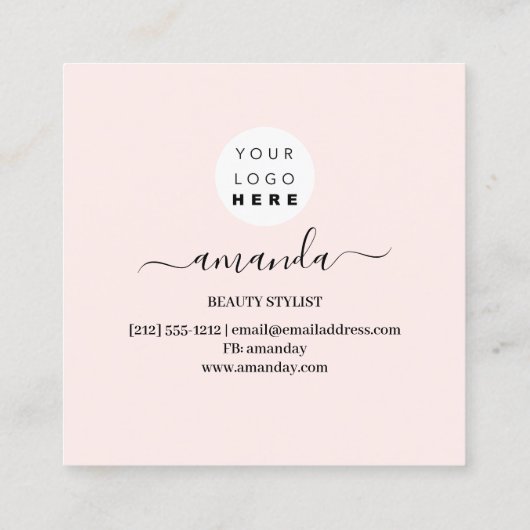 Berufliche Schönheit Makeup Logo Rosa Fanimalismus Quadratische Visitenkarte (Rückseite)