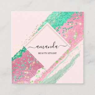 Berufliche Schönheitscreme Logo Rosa Rose Quadratische Visitenkarte