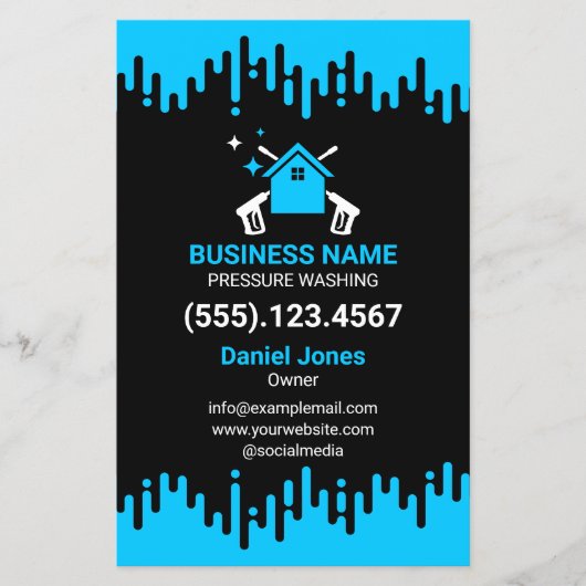 Berufliche Schwarz-Blau-Druckwäsche Flyer (Vorne)