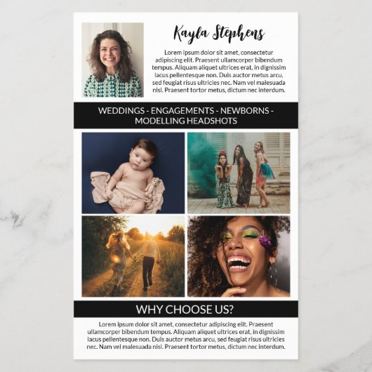 Berufliche Schwarz-Fotografie-Logo Big-Foto Flyer (Hinten)