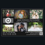 Berufliche Schwarz-Fotovorlage Flyer<br><div class="desc">Black Marketing Flyer für einen beruflichen Fotografen, der mit Fotos, Logos, Kontaktinformationen, benutzerdefinierten Text und QR-Code personalisiert ist. Werben Sie für Ihr Fotogeschäft mit diesem Foto Collage Flyer personalisiert mit sechs Ihrer wunderschönen Fotos auf der einen Seite und einem größeren Foto auf der anderen Seite, sodass Sie Ihre Arbeit Ihren...</div>