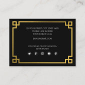 Berufliche Schwarz/Gold-griechische Social Media Visitenkarte (Rückseite)