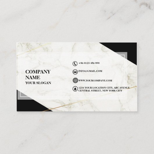 Berufliche Schwarz-Gold-Marmor Visitenkarte (Rückseite)