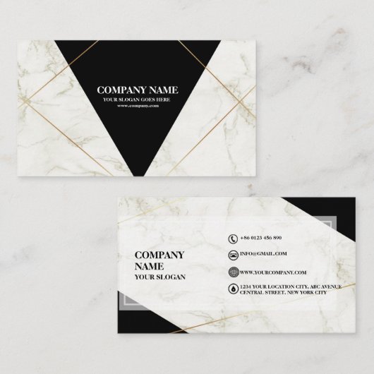 Berufliche Schwarz-Gold-Marmor Visitenkarte (Vorne/Hinten)