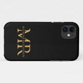 Berufliche Schwarz-Gold-Monogramm-Namenseingaben Case-Mate iPhone Hülle (Rückseite (Horizontal))