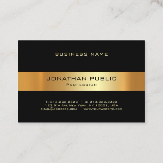 Berufliche Schwarz-Gold-Vorlage Visitenkarte (Rückseite)