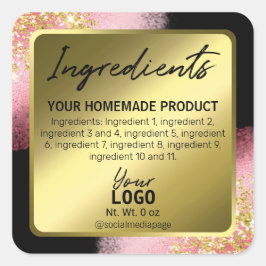 Berufliche schwarz-goldfarbene Farbtinte Quadratischer Aufkleber