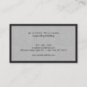 Berufliche Schwarz/Grau-Leinen-Visitenkarte Visitenkarte (Rückseite)