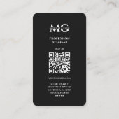 Berufliche Schwarz-Minimalinitialen Visitenkarte (Rückseite)