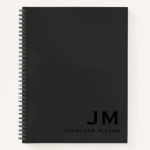 Berufliche Schwarz-Out-Monogramm-Initialen Notizblock (Vorderseite)