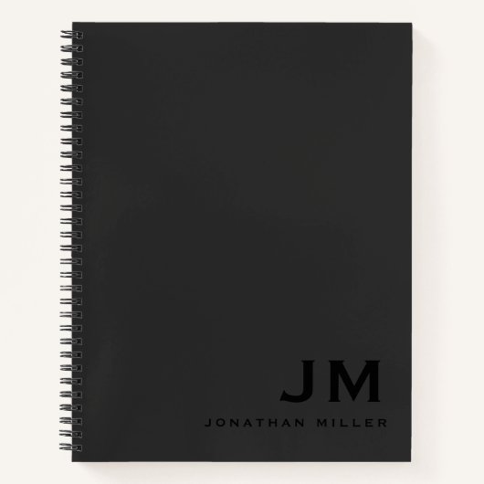 Berufliche Schwarz-Out-Monogramm-Initialen Notizblock (Vorderseite)