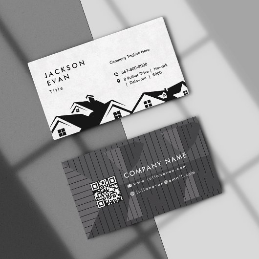 Berufliche Schwarz-Weiß-Dachkonstruktion Visitenkarte