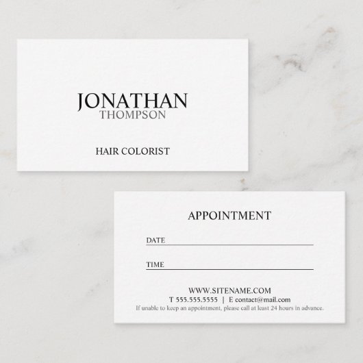 Berufliche Schwarz-Weiß-Ernennung Terminkarte (Vorne/Hinten)