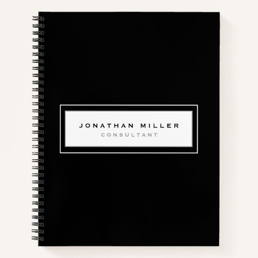 Berufliche Schwarz/Weiß-Gerahmte Bezeichnung und B Notizblock (Vorderseite)